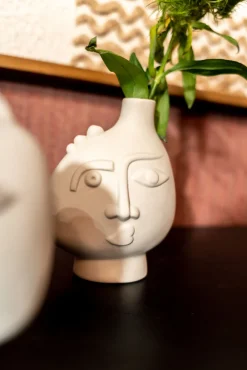 Discount KARE Design Wazon z ceramiki beżowy twarz abstrakcyjna 13x16 cm - KARE