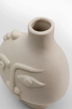 Discount KARE Design Wazon z ceramiki beżowy twarz abstrakcyjna 13x16 cm - KARE