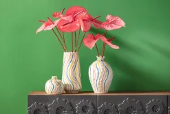 Fashion KARE Design Wazon z kamionki kolorowe wzory ręczne wykonanie Ø17x32 cm - KARE