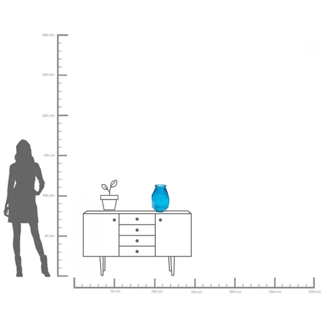 Outlet KARE Design Wazon ze szkła z recyklingu niebieski 22x35 cm - KARE