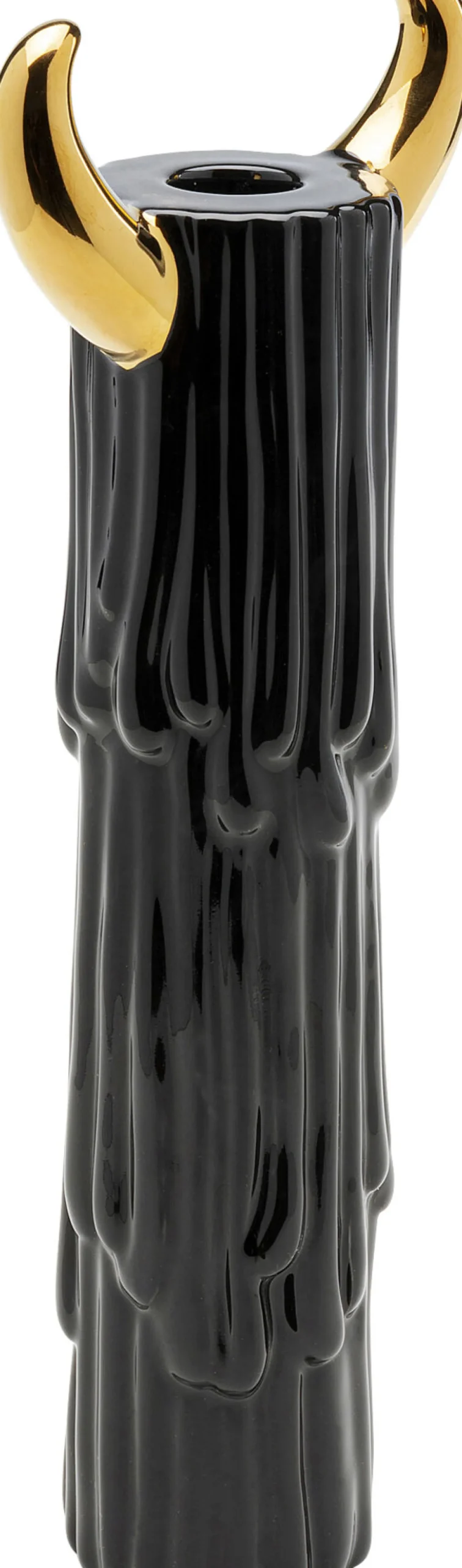 Fashion KARE Design Świecznik ceramiczny czarno-złoty na 1 świecę 30 cm - KARE
