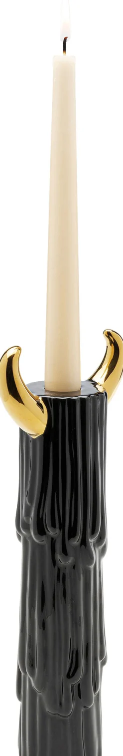 Fashion KARE Design Świecznik ceramiczny czarno-złoty na 1 świecę 30 cm - KARE