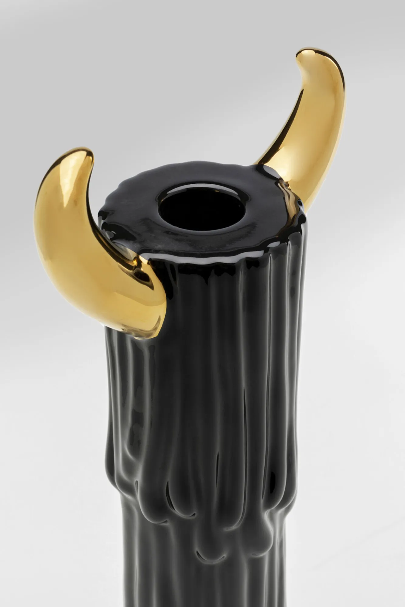 Fashion KARE Design Świecznik ceramiczny czarno-złoty na 1 świecę 30 cm - KARE