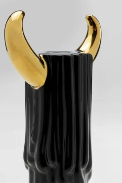 Fashion KARE Design Świecznik ceramiczny czarno-złoty na 1 świecę 30 cm - KARE