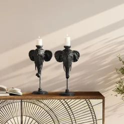 Clearance KARE Design Świecznik Elephant Head 26x49 cm czarny - KARE