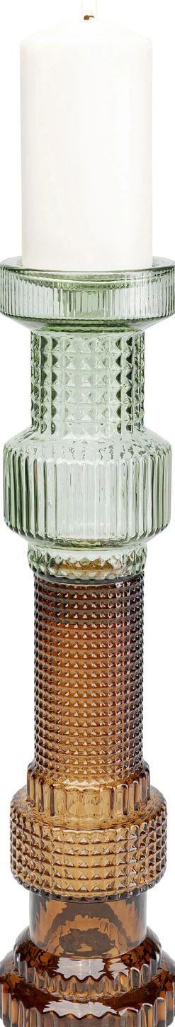 Fashion KARE Design Świecznik Marvelous Duo Ø12x49 cm zielono-brązowy - KARE