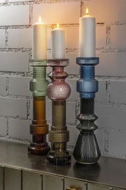 Fashion KARE Design Świecznik Marvelous Duo Ø12x49 cm zielono-brązowy - KARE