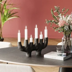 Sale KARE Design Świecznik 6Stickers 47x26 cm aluminium czarny - KARE