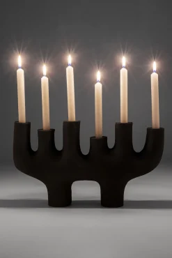 Sale KARE Design Świecznik 6Stickers 47x26 cm aluminium czarny - KARE