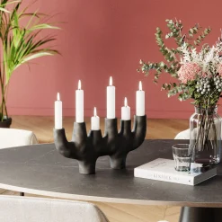 Sale KARE Design Świecznik 6Stickers 47x26 cm aluminium czarny - KARE