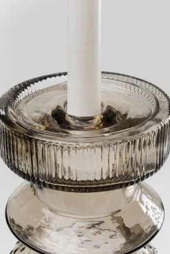 Clearance KARE Design Świecznik szklany szaro-brązowy Ø12x49 cm - KARE