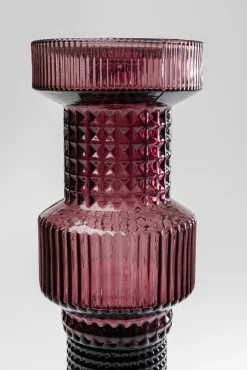 New KARE Design Świecznik szklany szaro-różowy Ø12x49 cm - KARE