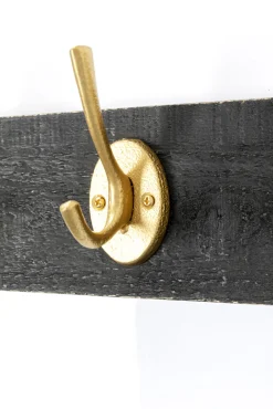 Outlet KARE Design Wieszak ścienny czarne drewno jodłowe i stal złota 60 cm - KARE