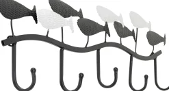 Hot KARE Design Wieszak ścienny czarno-biały stalowy ryby 62x18 cm - KARE