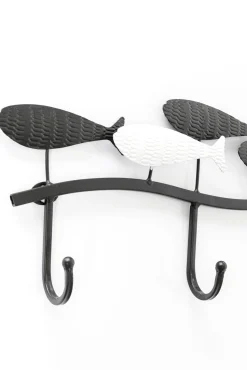Hot KARE Design Wieszak ścienny czarno-biały stalowy ryby 62x18 cm - KARE