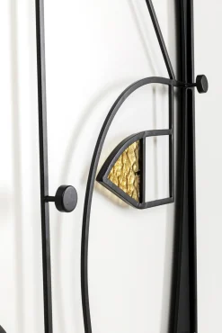 New KARE Design Wieszak ścienny czarno-złoty stal i szkło motyw twarzy 90x200 cm - KARE