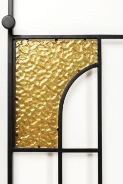 New KARE Design Wieszak ścienny czarno-złoty stal i szkło motyw twarzy 90x200 cm - KARE