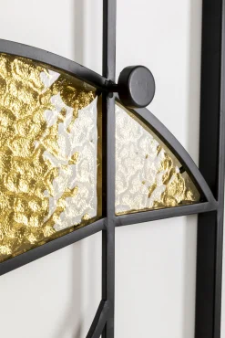 Best KARE Design Wieszak ścienny motyw twarzy czarno-złoty stal i szkło  90x200 cm - KARE