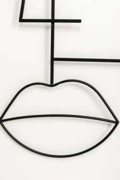 Best KARE Design Wieszak ścienny motyw twarzy czarno-złoty stal i szkło  90x200 cm - KARE