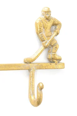 Outlet KARE Design Wieszak ścienny stalowy złoty motyw sportowy hokej 48x16 cm - KARE