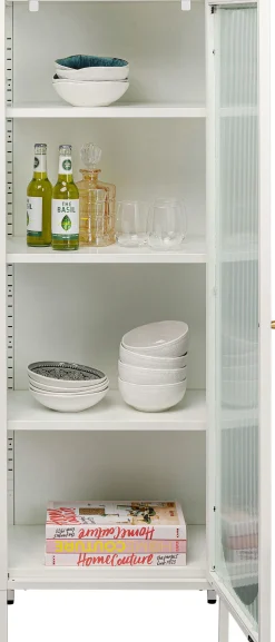 Sale KARE Design Witryna 1-drzwiowa biała stal i szkło 50x150 cm - KARE