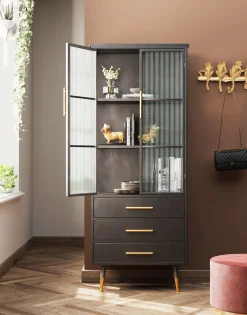 Clearance KARE Design Witryna La Gomera 72x182 cm grafitowa - KARE