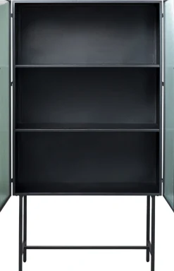 Fashion KARE Design Witryna loft czarna stalowa front szkło ryflowane 90x170 cm - KARE