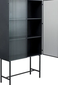 Fashion KARE Design Witryna loft czarna stalowa front szkło ryflowane 90x170 cm - KARE