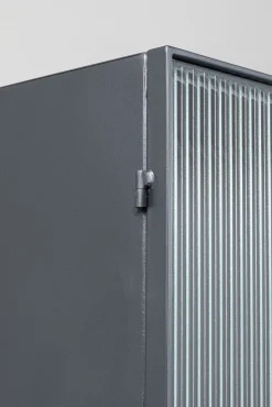 Fashion KARE Design Witryna loft czarna stalowa front szkło ryflowane 90x170 cm - KARE