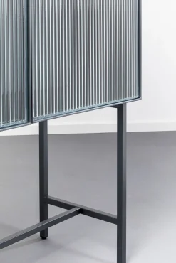 Fashion KARE Design Witryna loft czarna stalowa front szkło ryflowane 90x170 cm - KARE