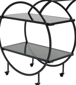 Outlet KARE Design Wózek barowy Loft 74x85 cm czarny półki szklane - KARE