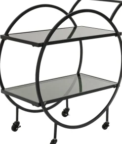 Outlet KARE Design Wózek barowy Loft 74x85 cm czarny półki szklane - KARE