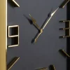 Fashion KARE Design Zegar ścienny kwadratowy czarno-złoty 92x92 cm - KARE