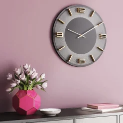 Hot KARE Design Zegar ścienny Leonardo Ø49 cm szaro-złoty - KARE