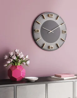 Hot KARE Design Zegar ścienny Leonardo Ø49 cm szaro-złoty - KARE