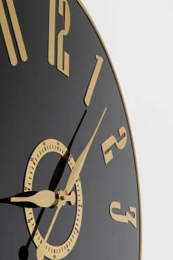 Outlet KARE Design Zegar ścienny nowoczesny czarno-złoty Ø76 cm - KARE