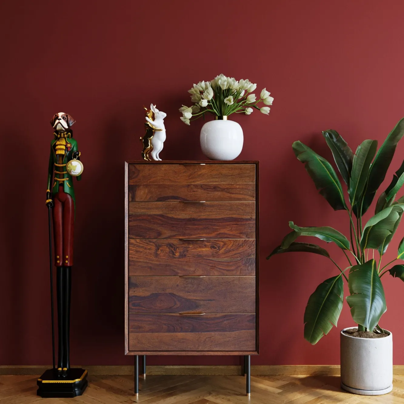 Discount KARE Design Zegar stojący Gentleman Dog 21x138 cm kolorowy - KARE