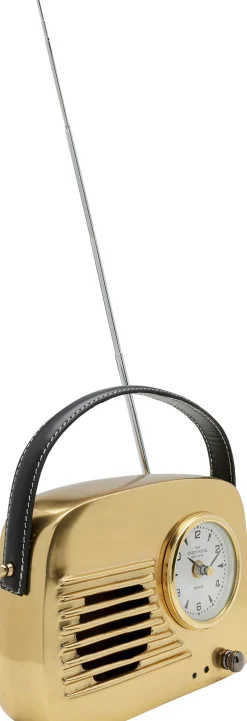 Best KARE Design Zegar stołowy w kształcie radia złoty 20x22 cm - KARE