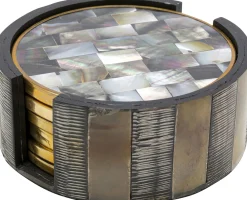 Online KARE Design Zestaw 6 podkładek okrągłych pod kubki kolorowe z organizerem Ø11 cm - KARE