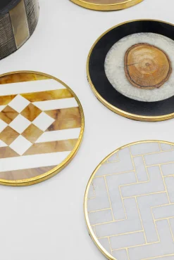 Online KARE Design Zestaw 6 podkładek okrągłych pod kubki kolorowe z organizerem Ø11 cm - KARE