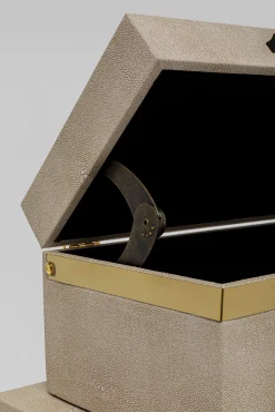 Sale KARE Design Zestaw 3 pudełek - kuferków beżowych ze złotymi detalami - KARE