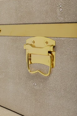 Sale KARE Design Zestaw 3 pudełek - kuferków beżowych ze złotymi detalami - KARE