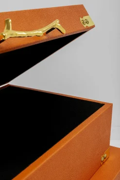 Hot KARE Design Zestaw 3 pudełek pomarańczowych ze złotymi detalami - KARE