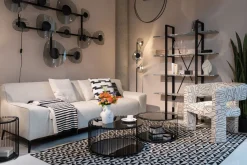 Outlet KARE Design Zestaw 2 stolików kawowych czarnych blaty i półki szklane rama stalowa - KARE