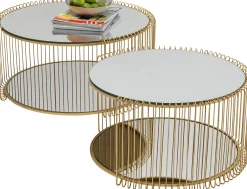 Clearance KARE Design Zestaw 2 stolików kawowych blaty i półki lustrzane rama złota - KARE