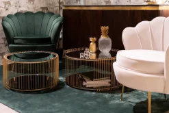 Clearance KARE Design Zestaw 2 stolików kawowych blaty i półki lustrzane rama złota - KARE