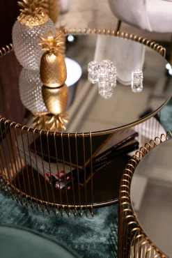 Clearance KARE Design Zestaw 2 stolików kawowych blaty i półki lustrzane rama złota - KARE