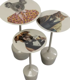 Sale KARE Design Zestaw 3 stolików pomocniczych blaty motyw zwierzęcy - KARE