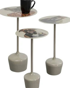 Sale KARE Design Zestaw 3 stolików pomocniczych blaty motyw zwierzęcy - KARE