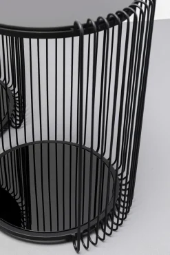 Best KARE Design Zestaw 2 stolików pomocniczych czarnych blaty i półki szklane rama stalowa - KARE